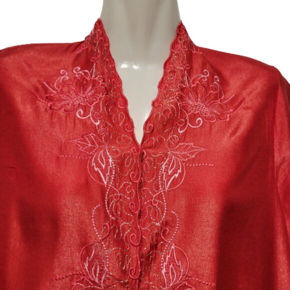 Red Blouse Top Embroidered New Size XS/S  NEW - Picture 5 of 11
